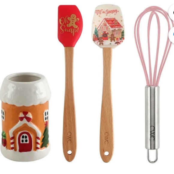 Cook With Color GINGERBREAD HOUSE Silicone Utensil Set With Holder Christmas NEW - Picture 6 of 6
